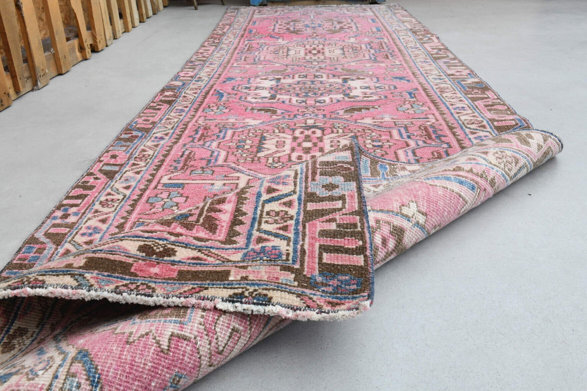 Antre ve koridor için tribal desenli el dokuma vintage yolluk – 95x320 cm