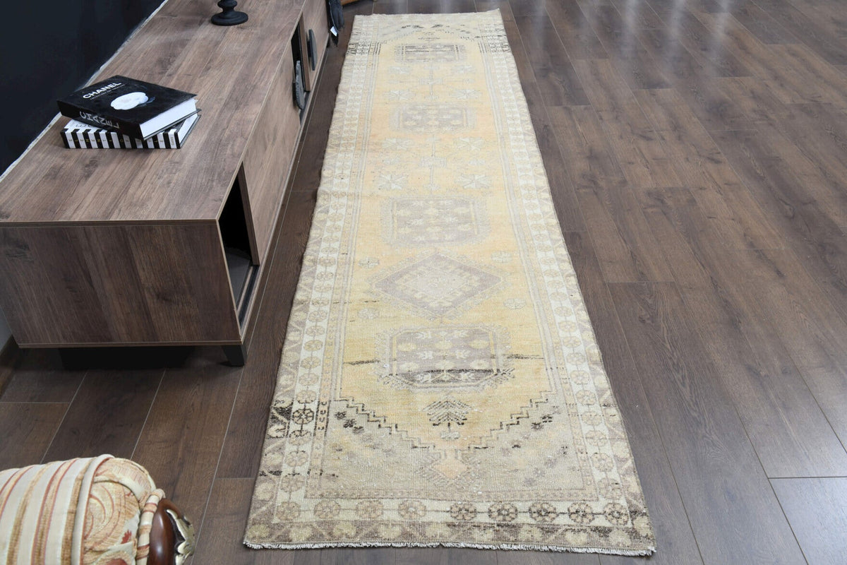 El yapımı vintage yolluk 79x330 cm tribal desenli yün - detay görünümü