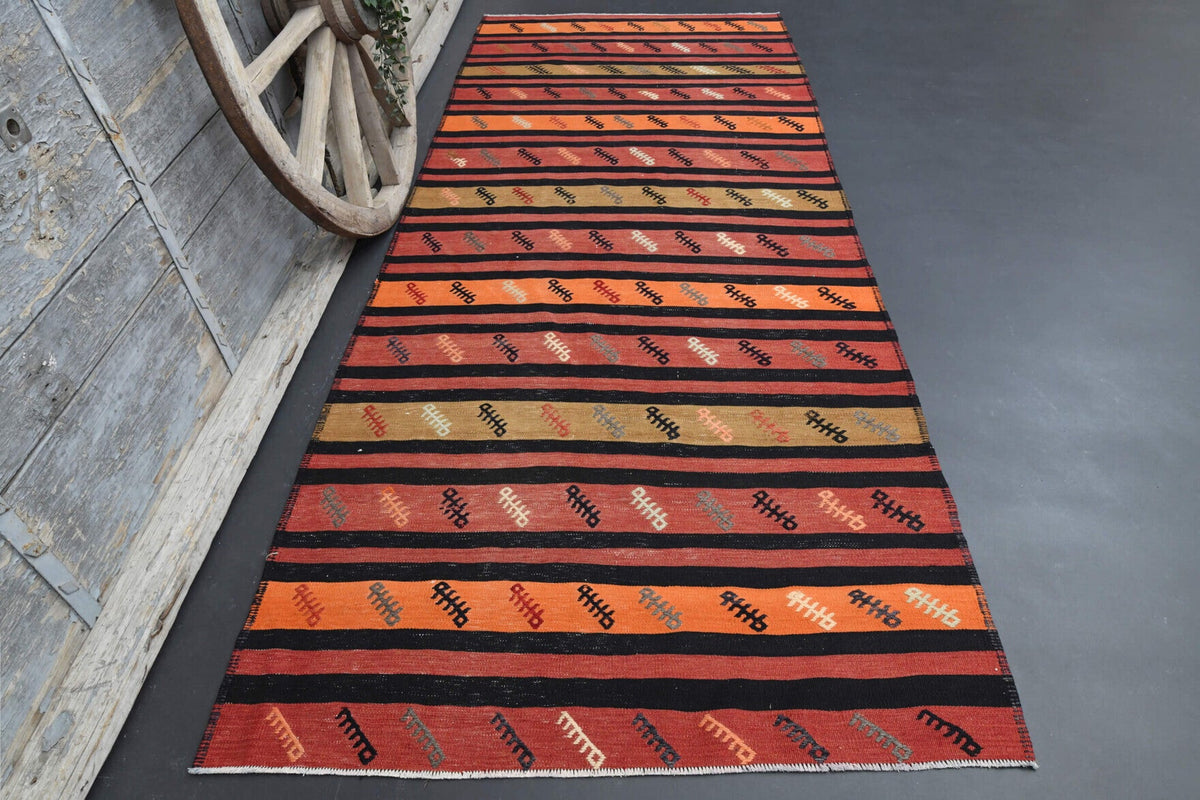 Turkish Vintage Wide Runner Kilim