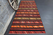 1960'lardan Anadolu kökenli oryantal desenli vintage kilim yolluk, 132x332 cm