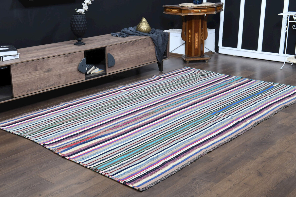 Turkish Vintage Area Kilim Rug
