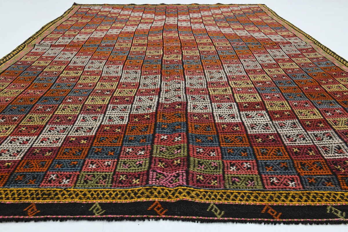Turkish Vintage Area Kilim Rug