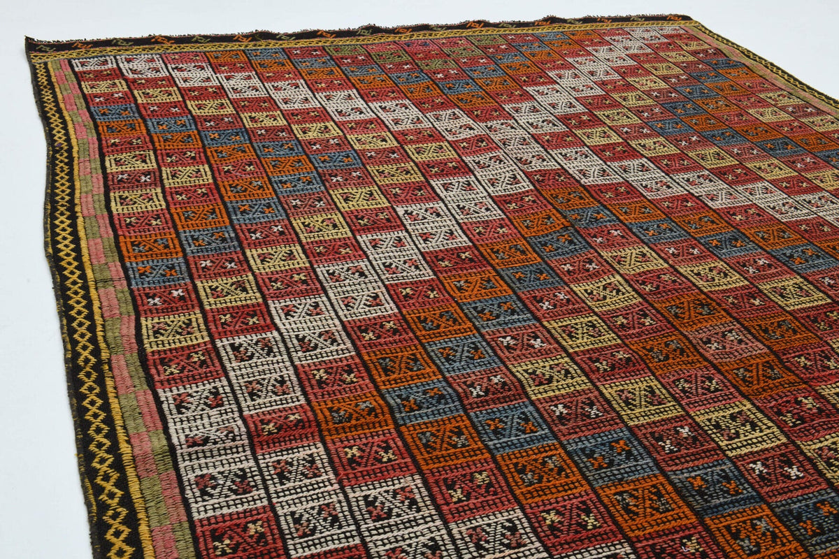 Turkish Vintage Area Kilim Rug
