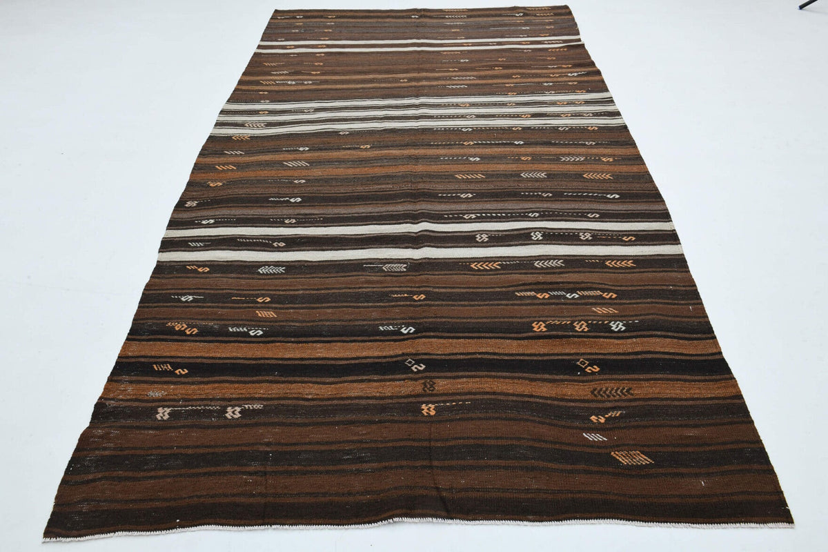 1960'lardan Anadolu kökenli çizgili el dokuma vintage kilim, 170x317 cm