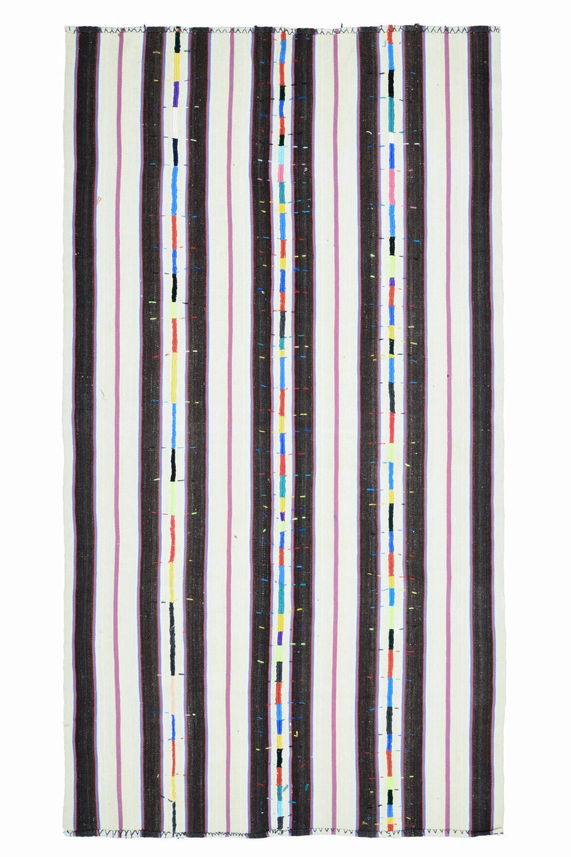 Turkish Vintage Kilim Blakc&White Area Rug