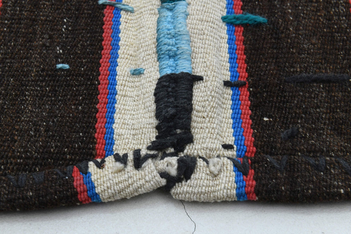 Turkish Vintage Kilim Blakc&White Area Rug