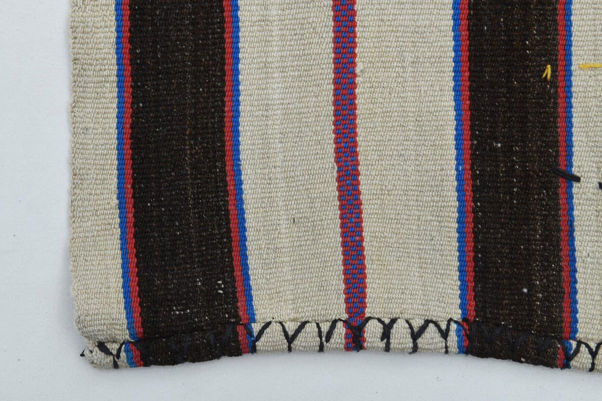 Turkish Vintage Kilim Blakc&White Area Rug