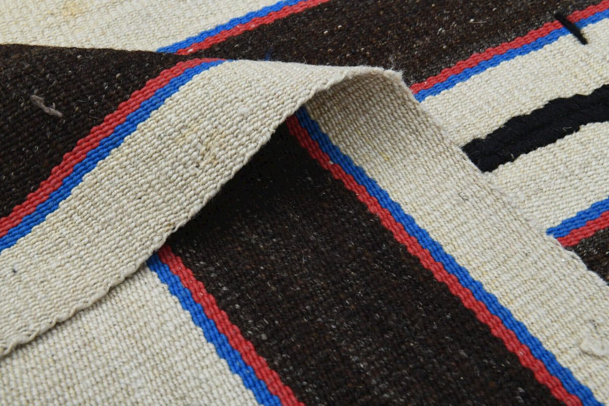 Turkish Vintage Kilim Blakc&White Area Rug