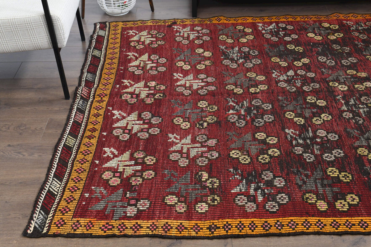 Turkish Vintage Area Kilim Rug