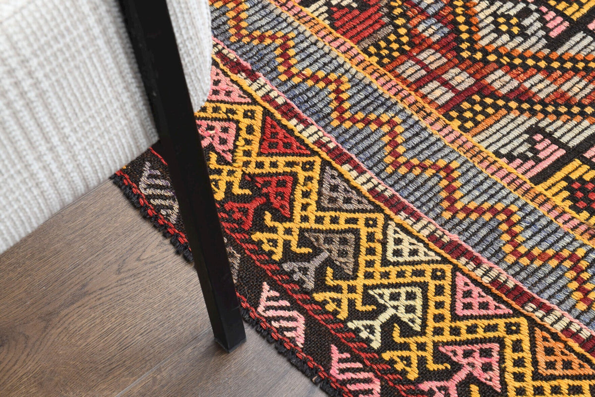 Turkish Vintage Area Kilim Rug