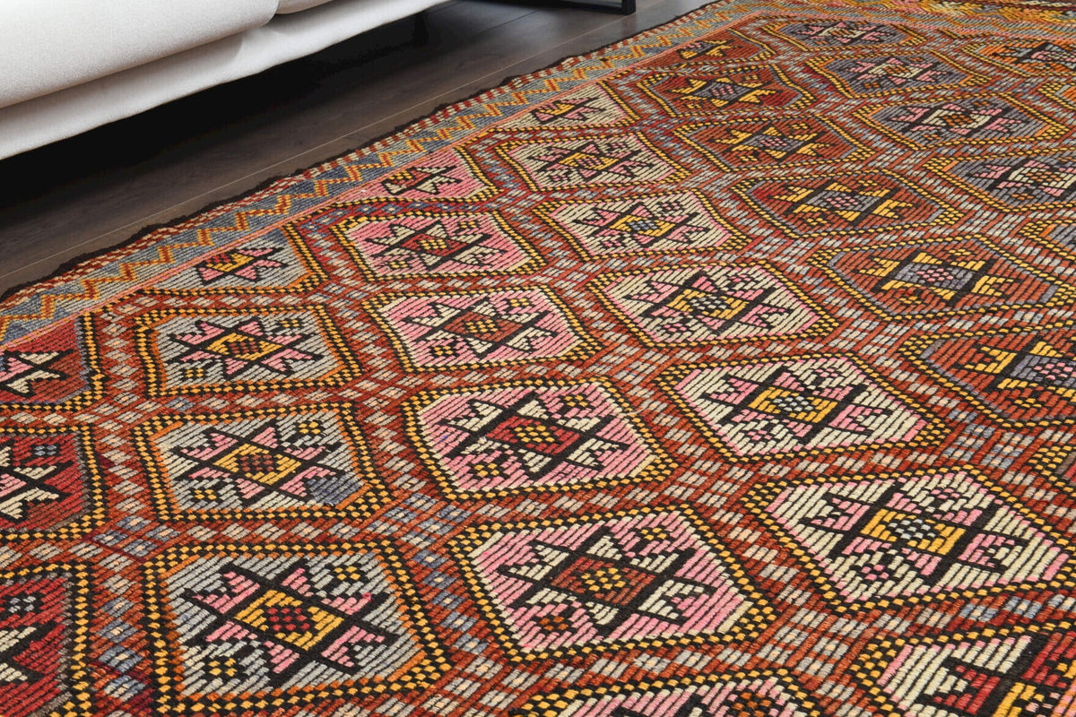 Turkish Vintage Area Kilim Rug