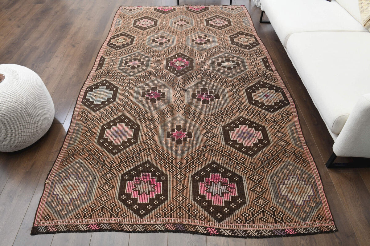 Turkish Vintage Area Kilim Rug
