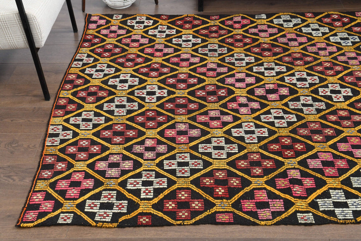 Turkish Vintage Area Kilim Rug