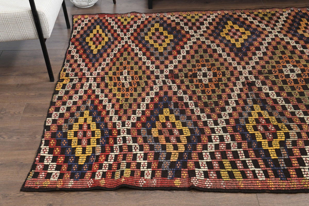 Turkish Vintage Area Kilim Rug