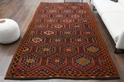 El yapımı vintage halı 180x323 cm petek desenli desenli yün - detay görünümü