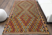 1960'lardan Anadolu kökenli ikat desenli el dokuma vintage kilim, 167x284 cm