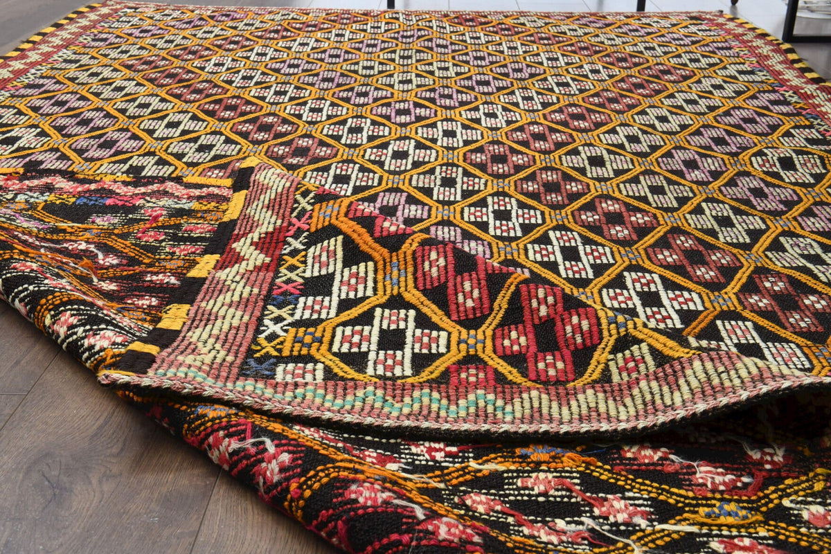 Turkish Vintage Area Kilim Rug