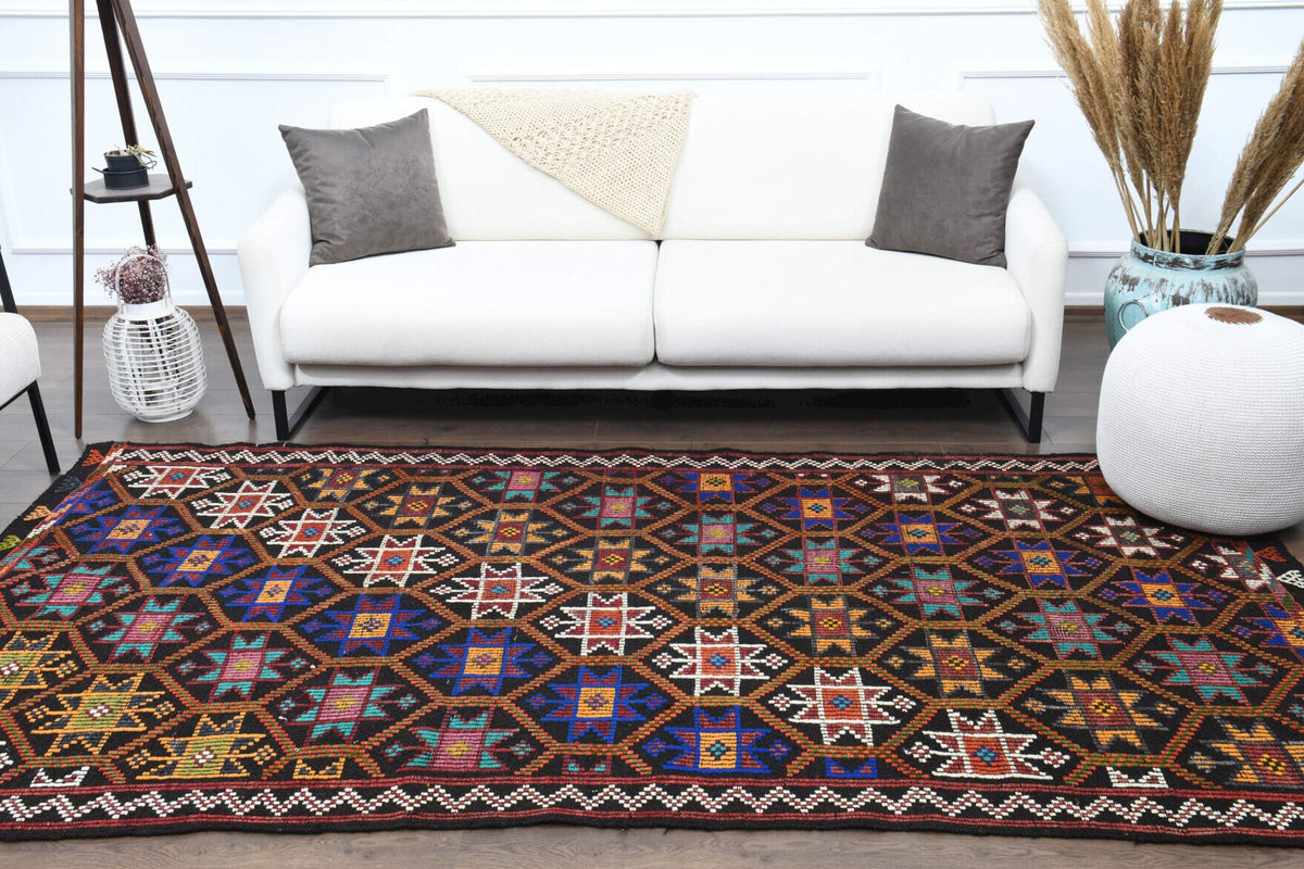 Turkish Vintage Area Kilim Rug