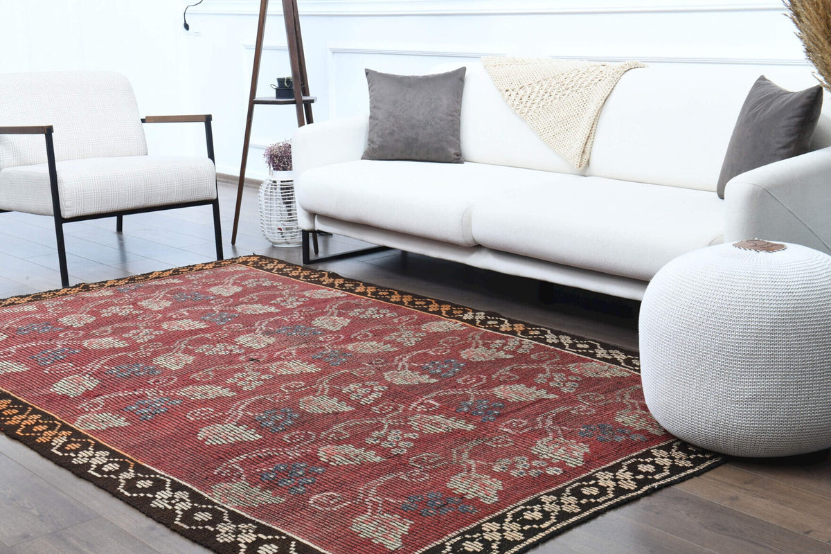 Turkish Vintage Area Kilim Rug