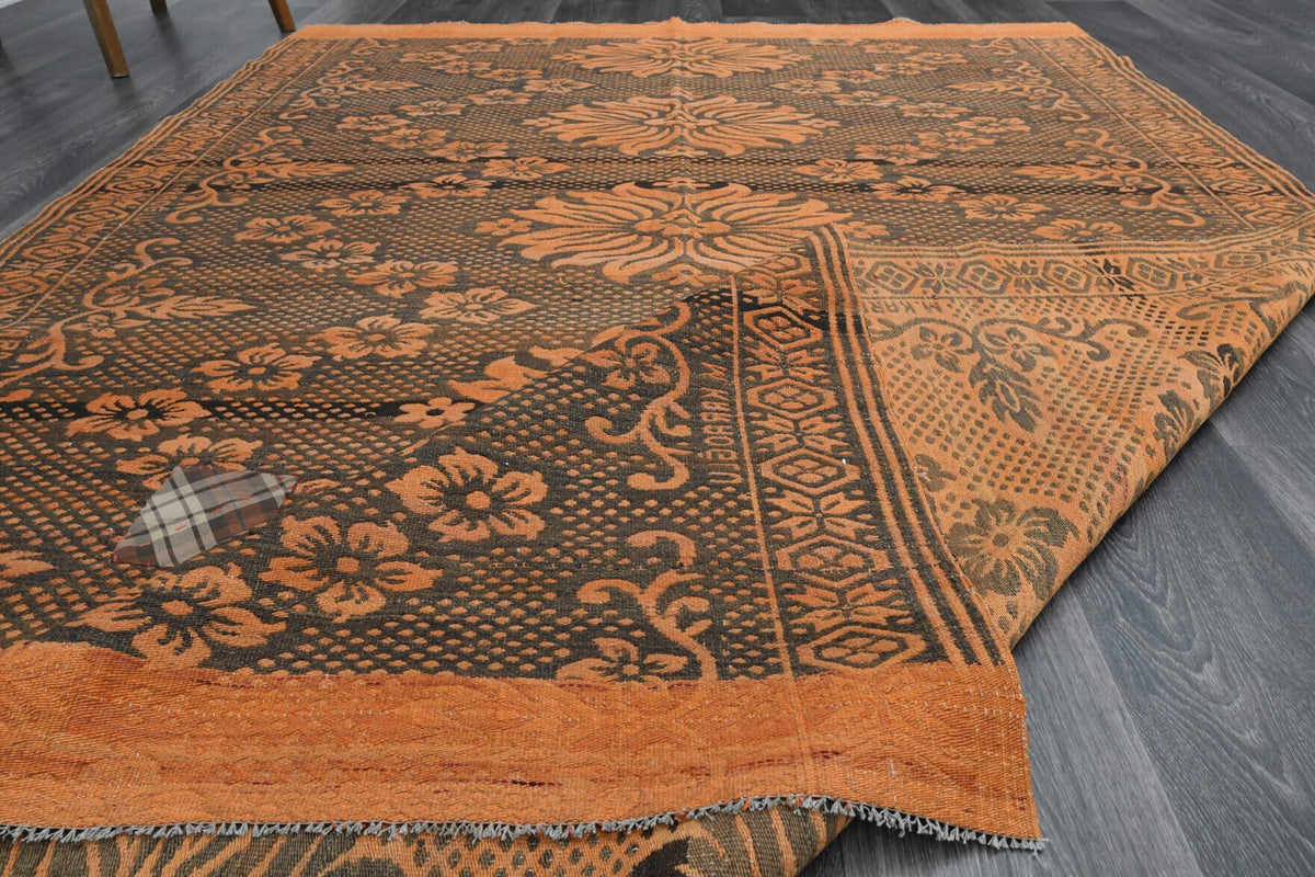 El yapımı vintage halı 178x264 cm i̇kat desenli yün - açık alan görünümü
