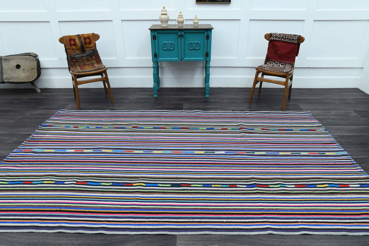 Turkish Vintage Area Kilim Rug