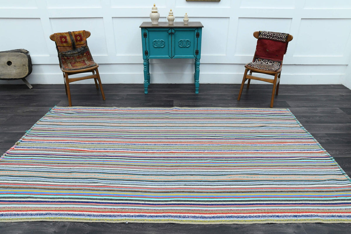 Turkish Vintage Area Kilim Rug