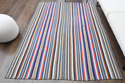 El yapımı vintage halı 170x239 cm çizgili desenli yün - detay görünümü