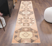 El yapımı vintage yolluk 66x318 cm geometrik desenli yün - detay görünümü
