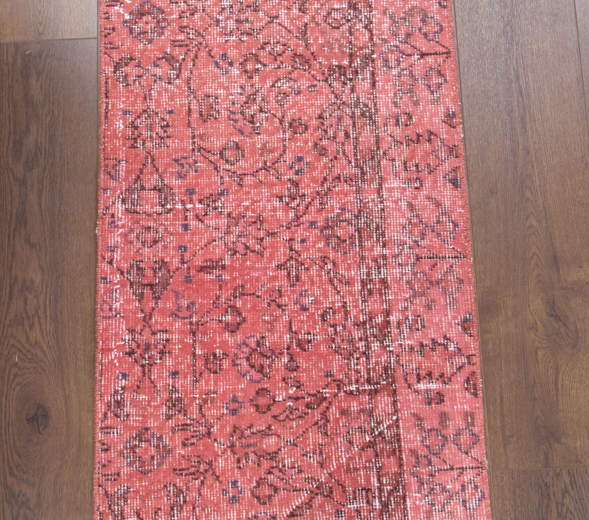 Pink Floral Anatolian Rug -  Vintage from 1970&prime;s