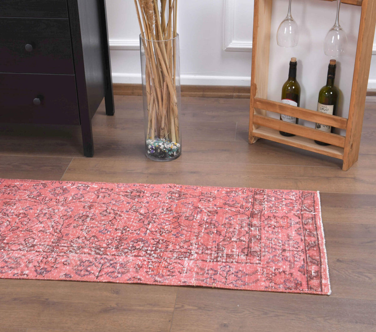 Pink Floral Anatolian Rug -  Vintage from 1970&prime;s