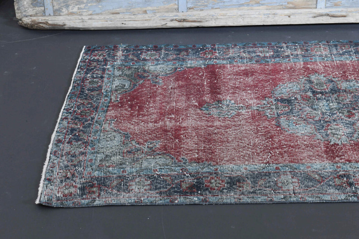El yapımı vintage yolluk 104x371 cm oryantal desenli yün - kenar ve saçak detayı