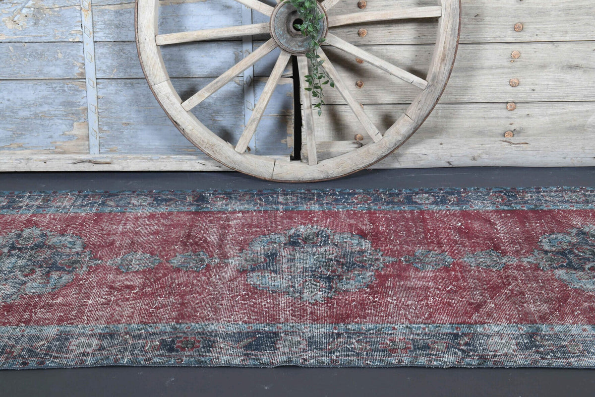El yapımı vintage yolluk 104x371 cm oryantal desenli yün - desen detayı