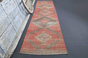1970'lerden Anadolu kökenli tribal desenli el dokuma vintage yolluk, 85x386 cm
