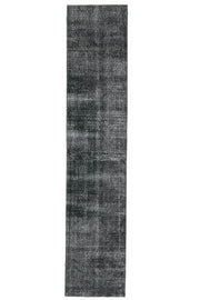 Solid Black Vintage Anatolian Runner Rug