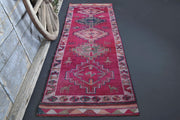 El yapımı vintage yolluk 89x310 cm tribal desenli yün - detay görünümü
