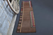 1970'lerden Anadolu kökenli ikat desenli el dokuma vintage yolluk, 54x242 cm