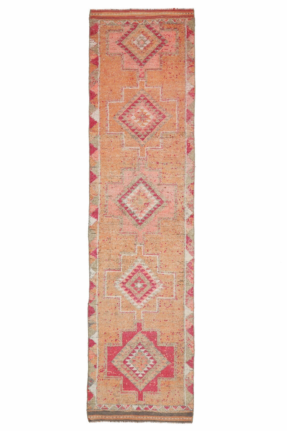 Turkish Vintage Hand-Knotted Runner Rug