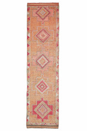 Turkish Vintage Hand-Knotted Runner Rug