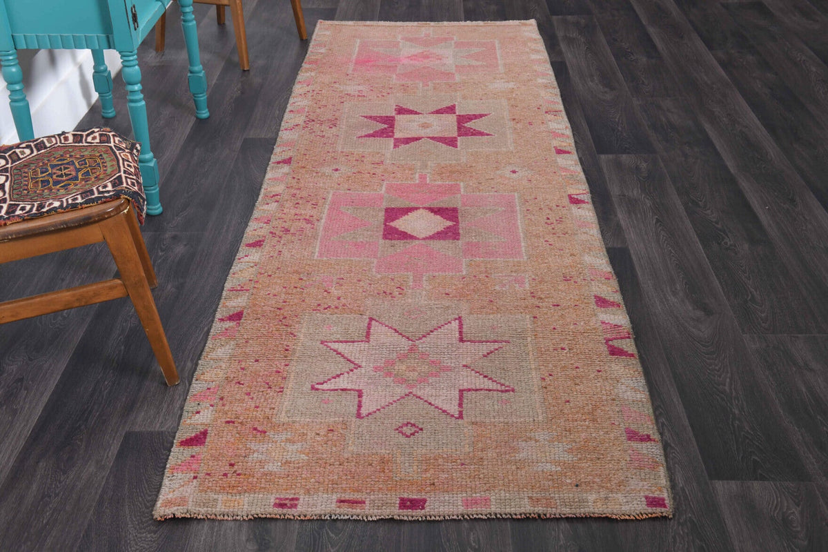 El yapımı vintage yolluk 102x300 cm tribal desenli yün - detay görünümü