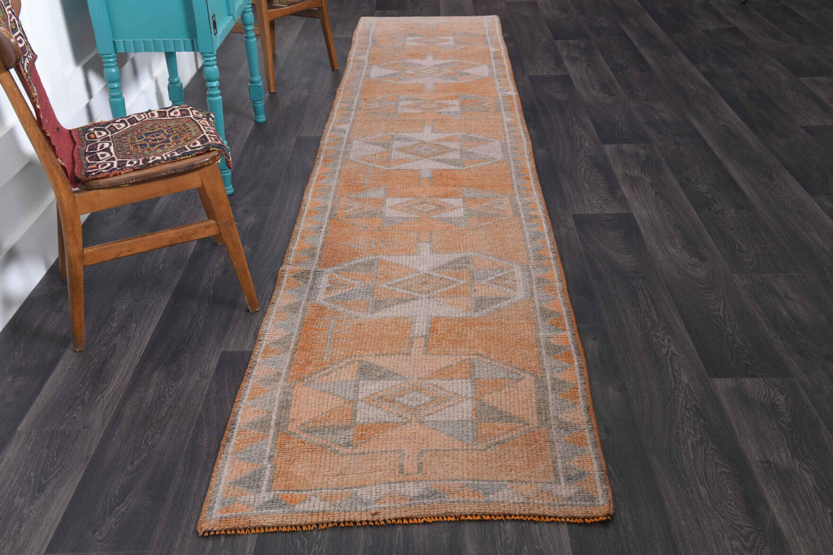El yapımı vintage yolluk 81x399 cm oryantal desenli yün - detay görünümü
