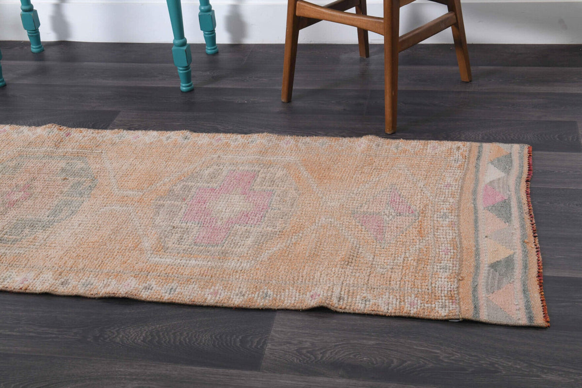 El yapımı vintage yolluk 86x310 cm oryantal desenli yün - mekan görünümü