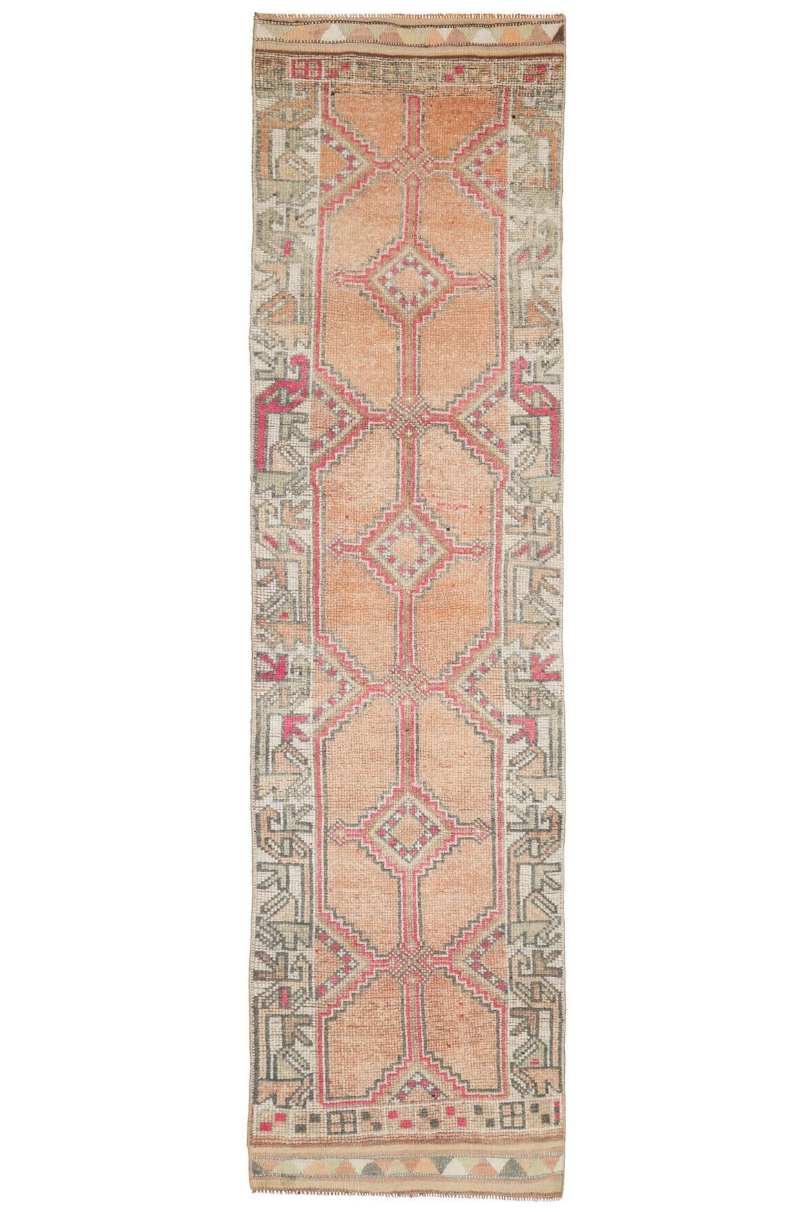 El yapımı vintage yolluk 86x348 cm oryantal desenli yün - farklı açıdan görünüm