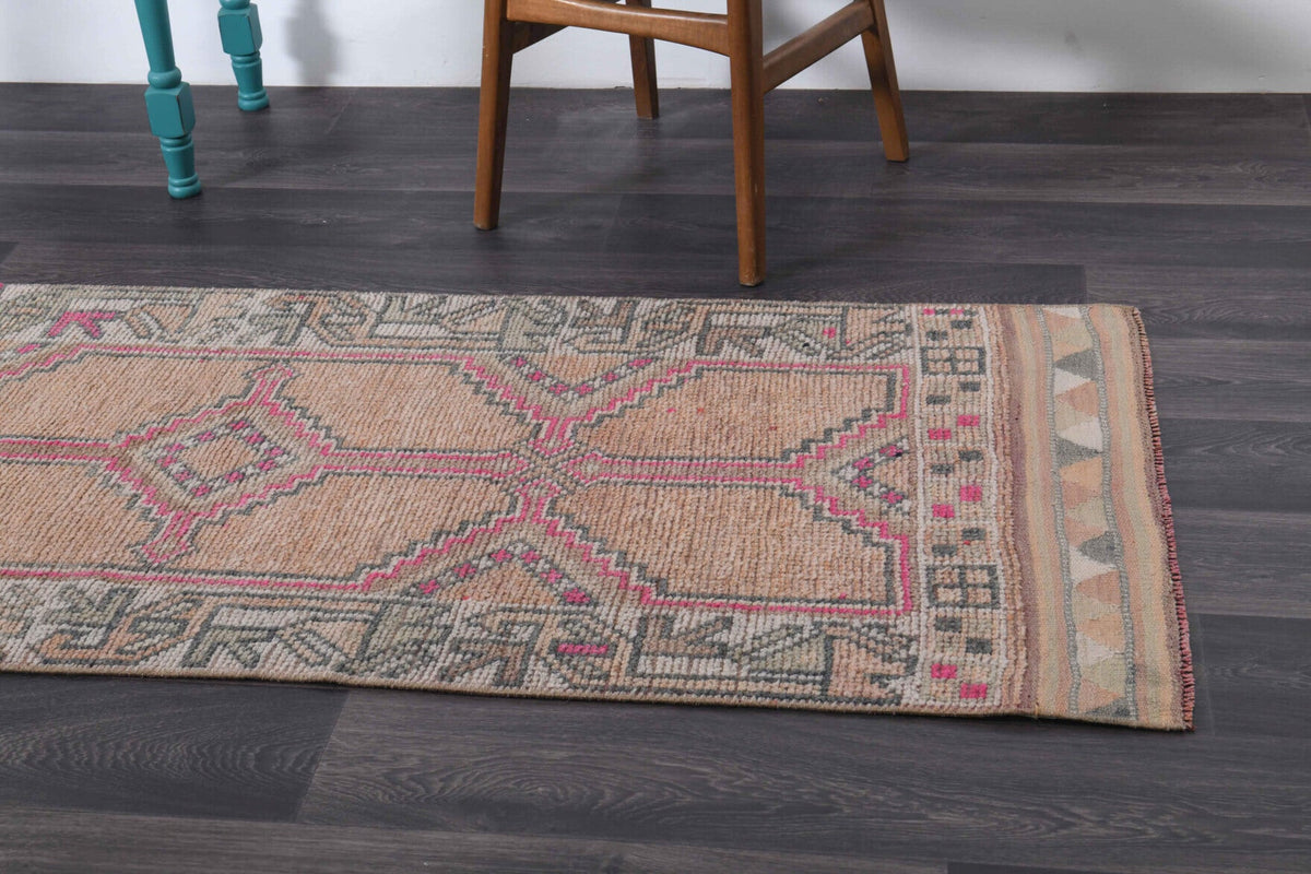 El yapımı vintage yolluk 86x348 cm oryantal desenli yün - mekan görünümü