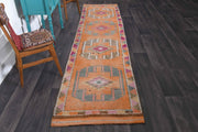 1970'lerden Anadolu kökenli tribal desenli el dokuma vintage yolluk, 85x364 cm