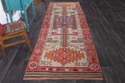 El yapımı vintage yolluk 112x363 cm i̇kat desenli yün - detay görünümü