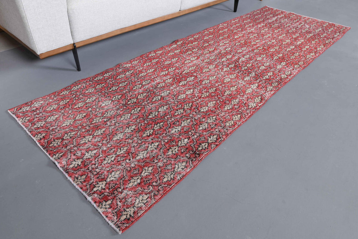 El yapımı vintage yolluk 91x272 cm damask desenli yün - yakın çekim doku detayı