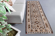 1970'lerden Anadolu kökenli ikat desenli el dokuma vintage yolluk, 98x284 cm