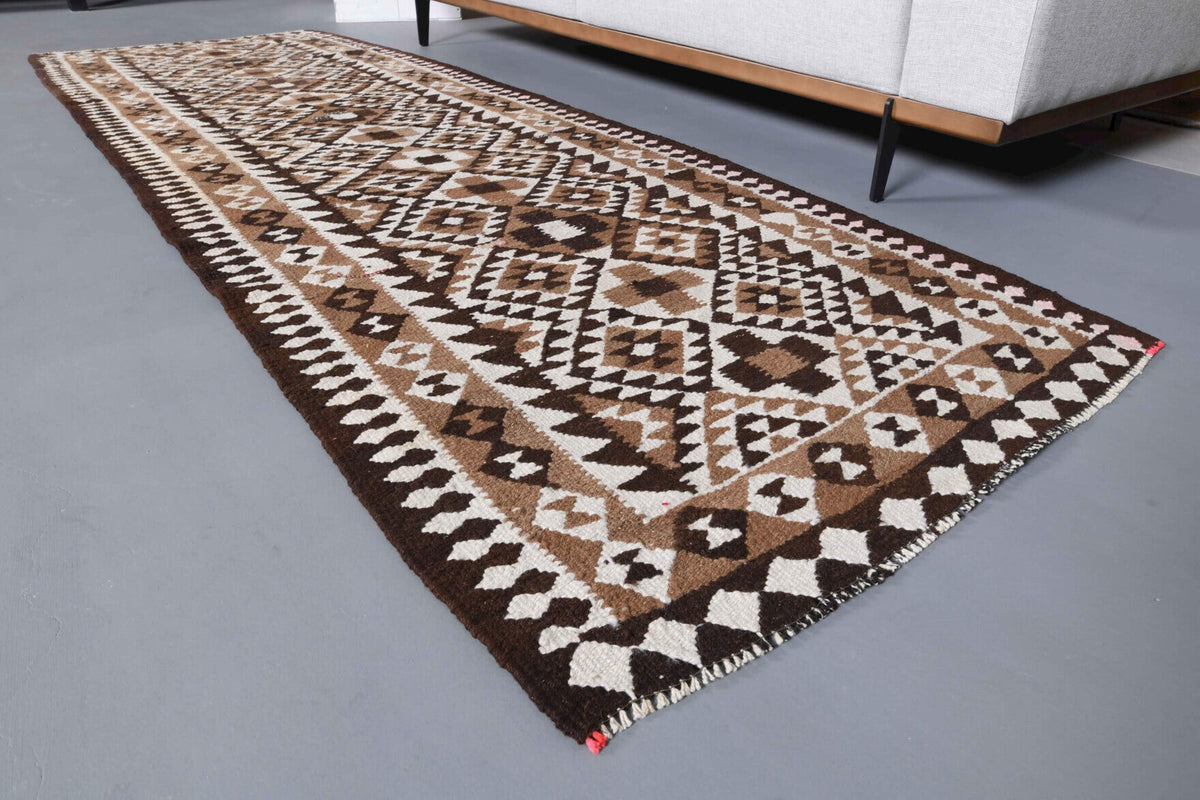 Antre ve koridor için ikat desenli el dokuma vintage yolluk – 98x284 cm