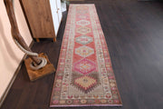 1970'lerden Anadolu kökenli ikat desenli el dokuma vintage yolluk, 82x334 cm