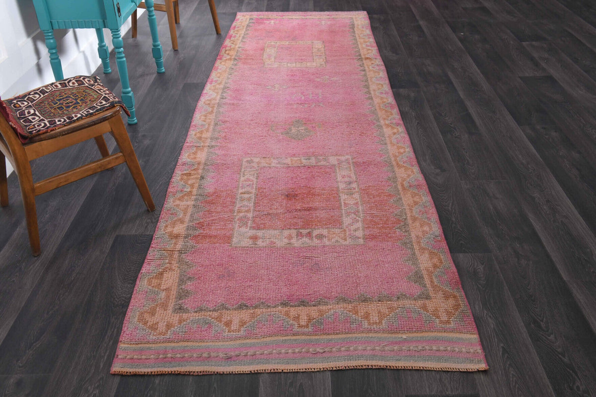 El yapımı vintage yolluk 109x361 cm oryantal desenli yün - detay görünümü
